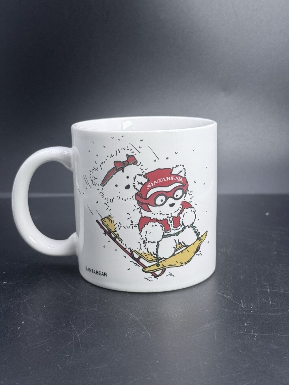 Vintage Santabear Christmas Mug Skiing Teddy Bear Santa Holiday Coffee Cup